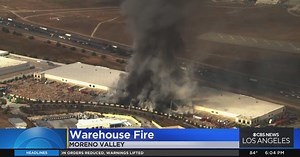 5-Alarm fire erupts at warehouse in Riverside County