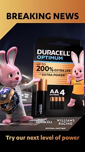 Bunny and Williams Racing have got an upgrade. Try Duracell Optimum for our next level of power. . . . . . . . . . . . Delivers extra battery life or extra battery power in certain devices vs. next best Duracell alkaline AA. For more info www.duracell.info | Duracell