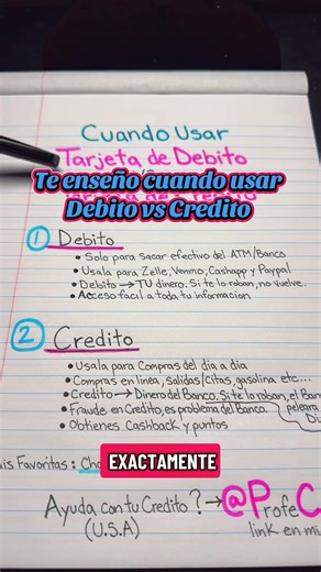 Cuando deberías usar una tarjeta de Débito y de Credito ? Muy importante, aquí te explico cómo funciona! #tarjetasdecredito #credit