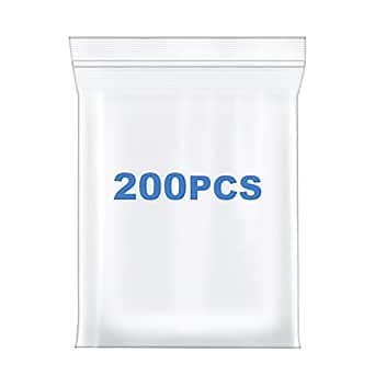 200 PCS 2" x 3" Thick 4 Mil Small Clear Zip Poly Bags Plastic Reclosable Zip Seal Lock Bags Heavy-Duty Necklace Ring Coin Beads Jewelry Pill Zipper Bag