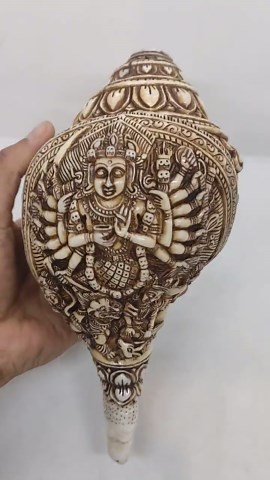 Hindu Goddess Durga Conch Shell, Hand Carved on Large Conch Shell, Hindu Priest Conch Shell, DP - Etsy