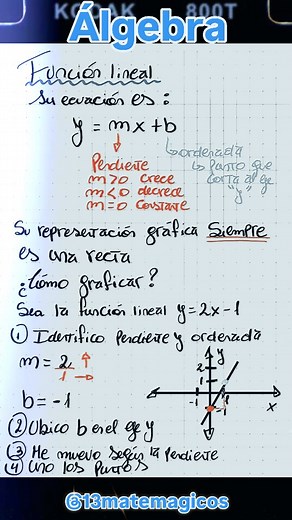 📉📈 FUNCIÓN LINEAL: Lo que no te explicaron bien en clase de Álgebra 🤯 Si ver ecuaciones como y = mx b te da dolor de cabeza, es porque nadie te enseñó cómo interpretarlas fácilmente. 🤔 🔥 En este reel te muestro lo básico para que dejes de sufrir con las funciones lineales y aprendas a graficarlas correctamente. 💡 ¿Quieres aprender sin enredos y con ejemplos claros? Escríbeme y te ayudo a entenderlo de una vez por todas. 🚀 🔹 #13matemagicos #aprendecon13matemagicos #profesordematematicas #