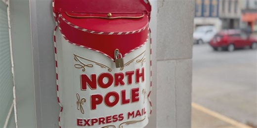 North Pole Express Mailbox ready to receive letters for Santa
