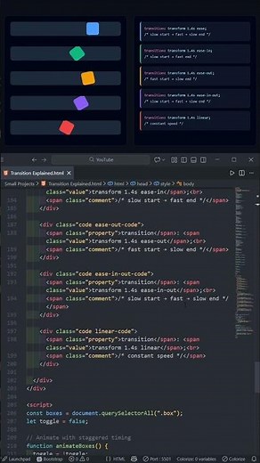 🎯 CSS TRANSITIONS MASTERCLASS: Ease-in vs Ease-out vs Linear! 📊 #viral #tripathidevlab #transition
