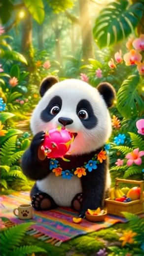 1. Panda vs. Dragon Fruit: The Ultimate Crunch! 🐉🍓 #youtubeshorts #cartoon #panda