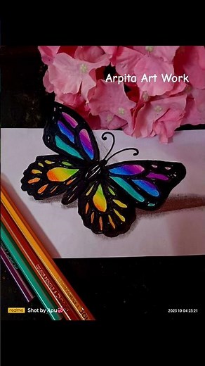How to draw a 3D butterfly || 3D butterfly drawing easy step by step with colour 🦋😍