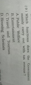 (9) Which functions does the Government mainly carry out with t... | Filo