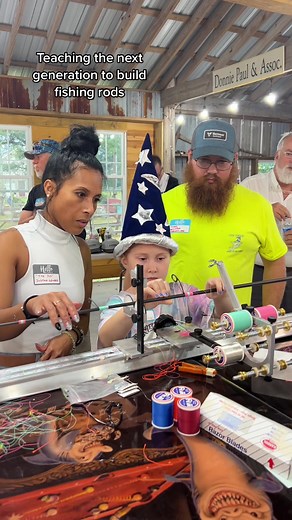 Teaching the next generation to build fishing rods! At the NERBS Rod Building Gathering by Anglers Resource this weekend, Justina from St. Croix helped Scarlett build her first custom fishing rod. This rod features custom EVA grips that Billy Vivona helped her make, guides wrapped with the help of Justina Edward and the decorative wrap Stephanie Aderhold! Its great to see the next generation so eager to learn and today’s generation so eager to each!
