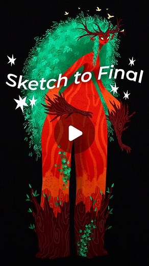 Camila Reis | Artist | 🌱 Sketch to Final of the biggest tree! (Sequoia Dryad) . Here’s a look at the sketch and final digital drawing of my Sequoia Dryad. I... | Instagram