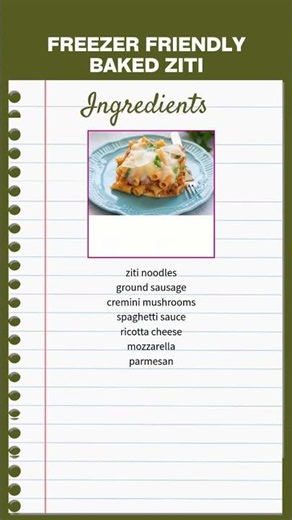 Freezer Friendly Baked Ziti