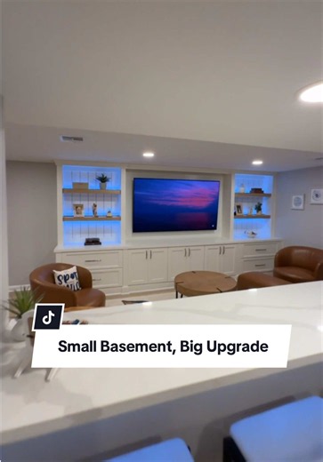 Small basement, big upgrade! 🙌 A cozy family room, kitchenette, and home office, all in one space. 😍 Proof the right design makes every inch count! ✨ #basementdesign #homereno #homeimprovement #diyproject #diyhome