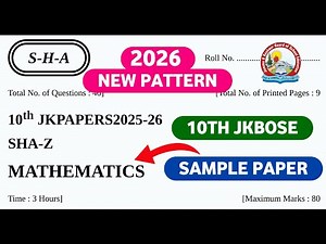 jkbose 10th maths paper 2025-2026 | model paper | jkbose class 10th math model paper 2025-26