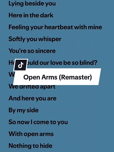 Open Arms by Journey - Remastered Song Lyrics