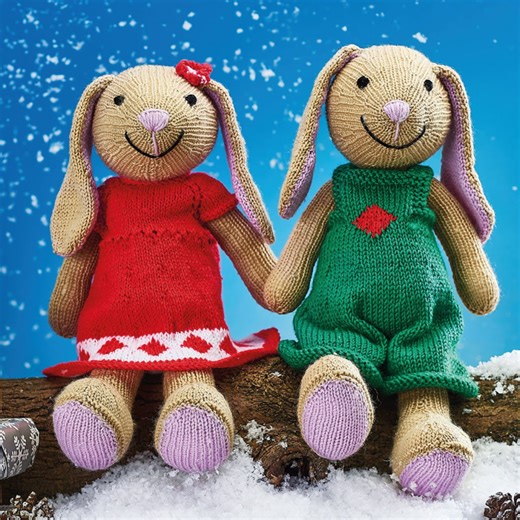 Christmas Rabbits and Outfits Knitting Pattern | Knitting Patterns | Let's Knit Magazine