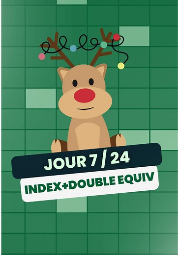 🎄 Calendrier de l’Avent Excel – Jour 7 INDEX EQUIV : l’alternative moderne à la RECHERCHEV Cette combinaison de fonctions te permet de chercher n’importe quelle info dans ton tableau, sans limite de direction. Tu choisis ce que tu veux trouver (ex. le métier d’un prénom), et Excel te renvoie la bonne valeur automatiquement, même si tu modifies l’ordre de tes colonnes. INDEX récupère la donnée dans la bonne colonne. EQUIV trouve la bonne ligne. À deux, ils font tout le travail. Flexible, fiable,