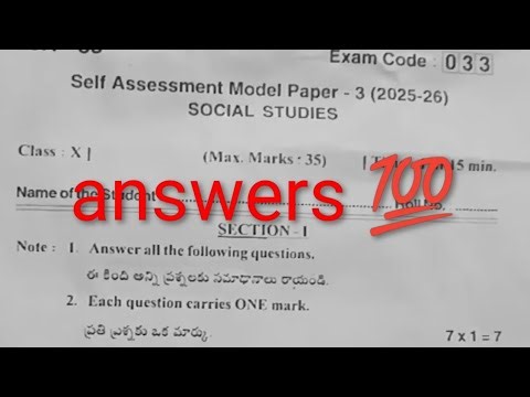 💯10th class fa3 social studies question paper answers self assessment model 3 real question paper 💯