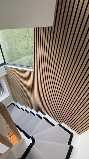 Modern Wood Panel Staircase Inspiration with SlatWall