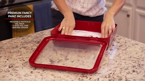 Fancy Panz Red Premium Aluminum Foil Pan Carrier with Secure Latch Lid - Reusable Casserole Carrier for Half Size Pans - Food Transport Holder for Potlucks, Parties, Tailgates & Entertaining