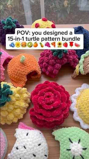 PATTERN REVEAL!🐢🫐🍔🌼🌹🍓🍊🍇 #crochet