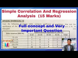 Simple Correlation And Regression Analysis (15 Marks) Full concept and Very Important Question