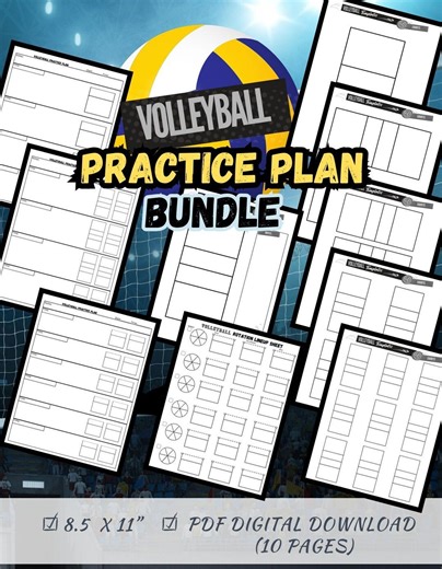 Volleyball Practice Plan Bundle – 10 PDF Sheets 8.5x11" | Digital Download | Volleyball Coach Plan | Volleyball Coaching Practice Sheet - Etsy
