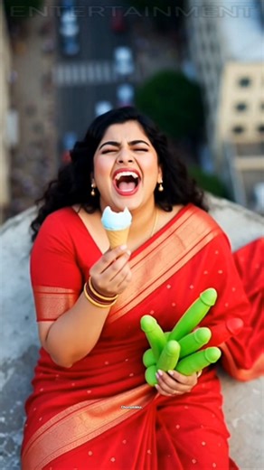 🔥🐂 Red bull attacks obese woman while eating kulfi #aivideo