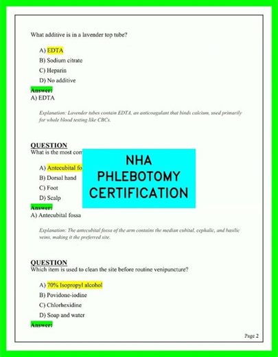 NHA PHLEBOTOMY CERTIFICATION Practice Exam Questions & Answers Updated 2026
