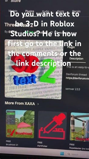 Do you want 3-D text like me here is ￼ how ￼#Roblox Studio