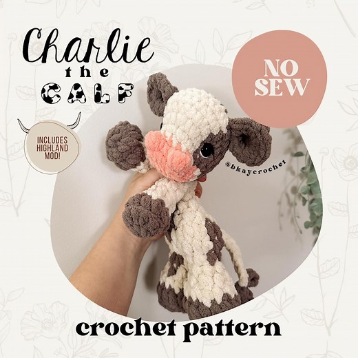 Charlie the Calf Crochet Pattern | No Sew Low Sew Crochet Amigurumi Pattern | Baby Cow Calf Highland Crochet Pattern | Cute Crochet Pattern - Etsy