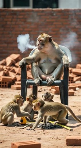 Real monkeys doing construction work & the funniest building moments #construction #monkeys #funny