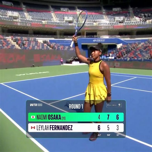 72K views · 1.7K reactions | A first win in Wuhan  Naomi Osaka 大坂なおみ overcomes Fernandez 4-6, 7-5, 6-3 in Round 1. #WuhanOpen | WTA | Facebook