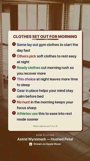 clothes set out at night which side helps you rest