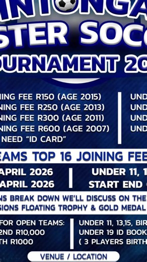 UPHAHLA LWESIZWE FOUNDATION (NPO) PRESENTS 5TH EDITION INTONGA TOURNAMENT OPHONGOLO E MTHOKOTSHWALA SPORTS GROUND