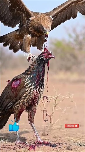fight between an eagle and a rooster@ZoobotsArena-AI