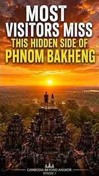 Historical-style view of Phnom Bakheng overlooking Angkor plains.