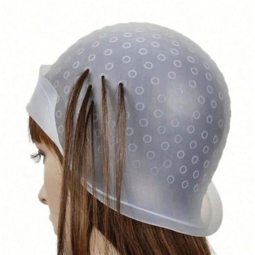 1pc Hair Coloring Highlighting Cap Reusable Silicone Pull Through Cap With Hook Hair Dye Cap Professional Practical Convenient Supplies,Back To School,Travel Holiday Essentials,Hair Accessories For Women