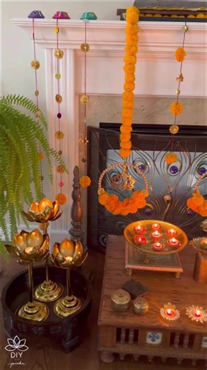 Make these easiest Diwali hanging thi season using the artificial marigolds, gotapatti patches and confetti rounds. Perfect for stairways, fireplace mantels or even as a backdrop for your Diwali party. #diwalivibes #diwali #diwalidecor #diwalivibes #pinkzpassion | Pinkz Passion