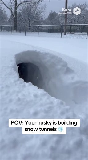 Husky Building Snow Tunnels