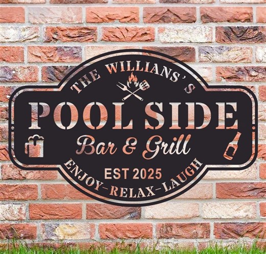 Custom Backyard Pool Metal Sign, Personalized Outdoor Family Pool Sign, Backyard Oasis Sign Patio Decor, Outdoor Wall Art Decor, Pool Oasis - Etsy