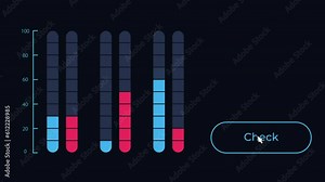 Animated comparison chart UI element. Performance test. Productivity growth. Looped 4K video template with alpha channel transparency. Data visualization. Dashboard component animation for dark theme
