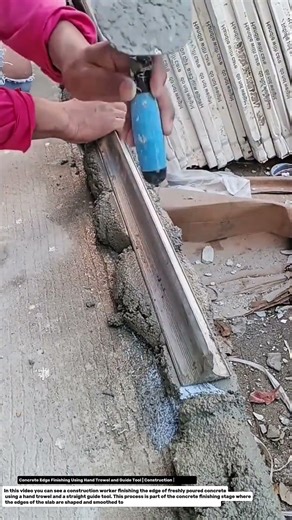 Concrete Edge Finishing Using Hand Trowel and Guide Tool | Construction Technique.