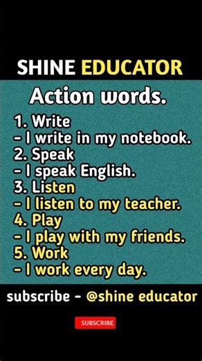 5 Action Words in English | Action Words with Examples #shortvideo