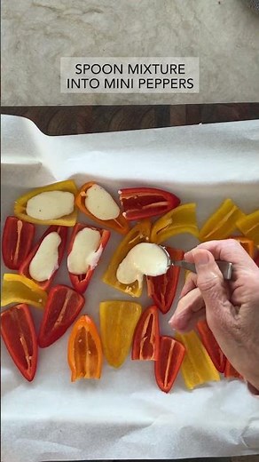 Super Bowl Snack: Roasted Mini Peppers Stuffed with Cottage Cheese