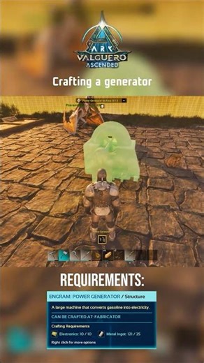 Crafting a Generator in ARK Valguero Ascended