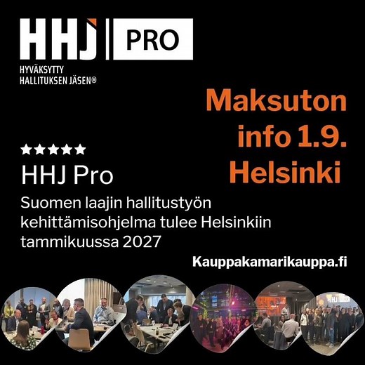 HHJ Pro info 1.9.2026 | Suomen laajin hallitustyön koulutusohjelma