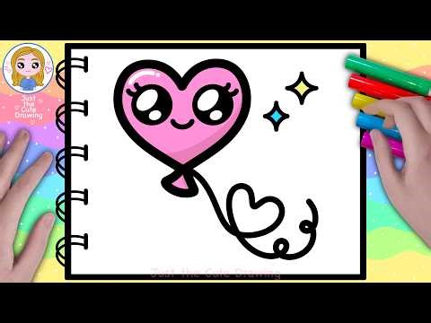 How to Draw A Heart Balloon Easy Step by Step For Kids & Toddlers