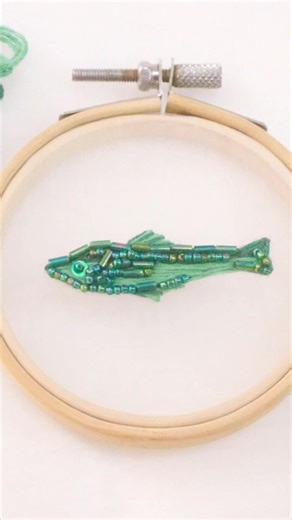 How to embroider a beaded fish ( Detailed video is available on my channel ) #beadedembroidery