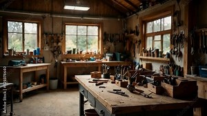 Garage Workshop with Workbench and Tools