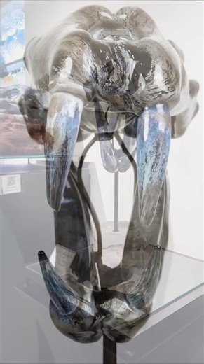 Discover this extraordinary Saber-tooth Tiger Skull glass sculpture at Vetro Glassblowing Studio & Gallery at 701 S. Main Street in historic downtown Grapevine, Texas. David Gappa’s Skeletal Series is a captivating exploration of prehistoric forms through glass, blending paleontology with artistry to highlight primitive shapes and negative space. For inquiries about custom pieces, contact sales@gappaglass.com. #DavidGappa #SkeletalSeries #GlassArt #GlassSculpture #PrehistoricArt #PaleontologyArt