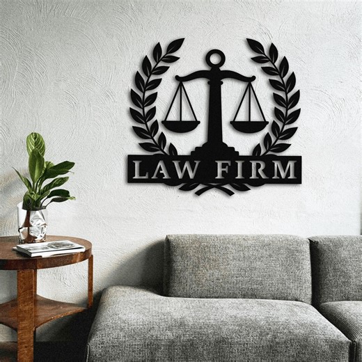 Personalized Metal Law Firm Sign, Custom Scales of Justice Sign, Attorney Wall Art, Law Office Decor Artwork , Lawyers Gift - Etsy